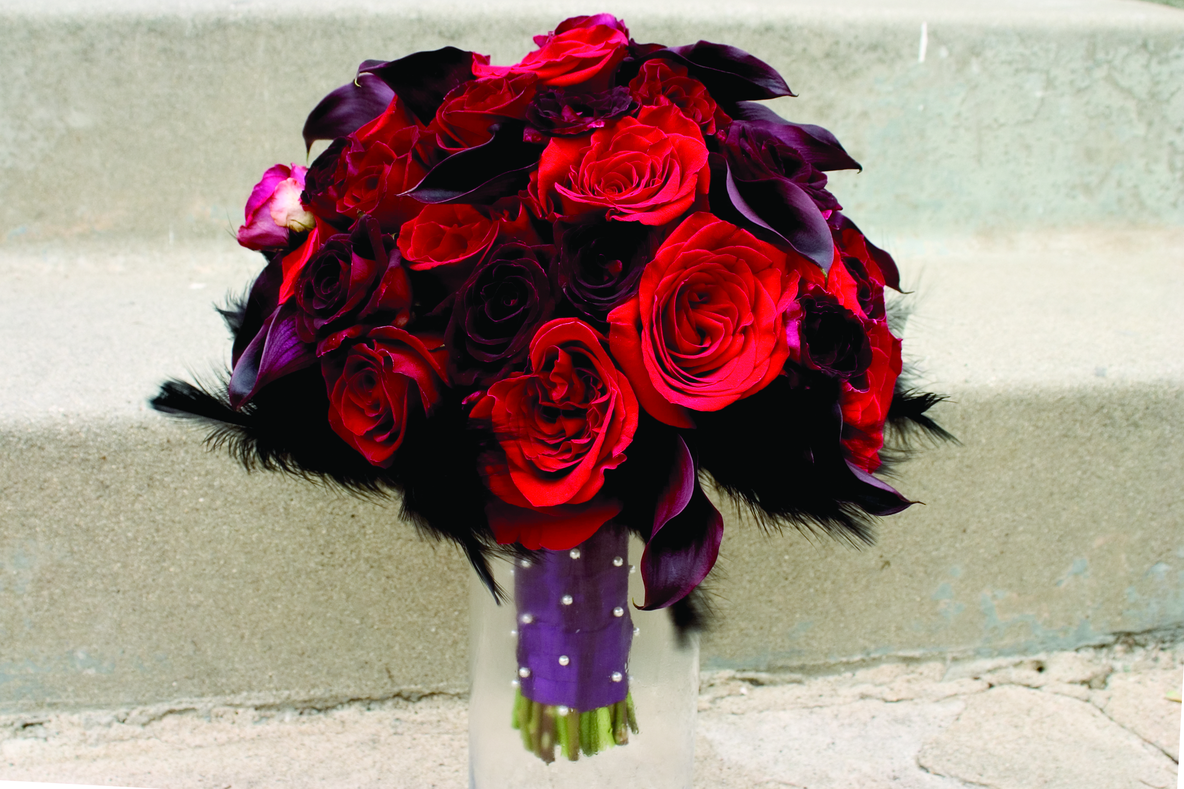 Black And Red Rose Bouquet